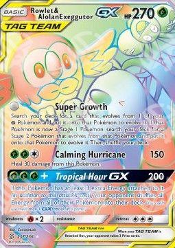 Rowlet & Alolan Exeggutor GX - Unified Minds (Secret Rare) [UNM-237]