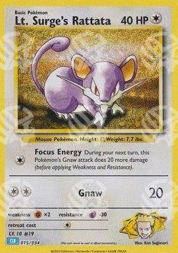 Lt. Surge's Rattata - Pokémon Trading Card Game Classic: Blastoise & Suicune ex Deck (Fixed) [CLB-015]