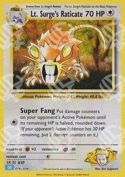 Lt. Surge's Raticate - Pokémon Trading Card Game Classic: Blastoise & Suicune ex Deck (Fixed) [CLB-016]
